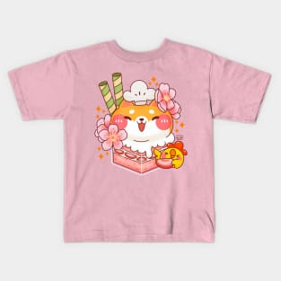 Sakura Strawberry Cake Box Kids T-Shirt